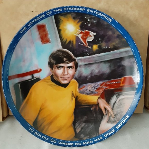 Four 1980's Ernst Star Trek Collector Plates; Beam Us Down, Kirk, Chekov, Sulu - Picture 4 of 11